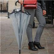 Grand parapluie transparent - droit - bordure noire