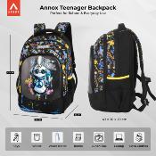 Sac à dos scolaire Annox NextGen - 30 x 20 x 43 cm - 26 L - Noir/Bleu néon