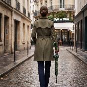 Parapluie long automatique - UVP 50+ Protection - Pois - Vert