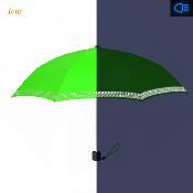 Parapluie pliable réfléchissant pour femmes et hommes - Léger - Jaune fluo