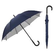 Automatique Grand parapluie golf - Résistant au vent - 105 cm de diamètre avec revêtement UV à l'intérieur - Manche en Bois - Bleu