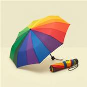 Mini parapluie pliant - Poignée à bouton - Résistant au vent - Arc-en-ciel