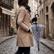 Parapluie cage à oiseaux transparent pour femme - Système d'ouverture automatique - Noir Gouttes