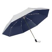 Parapluie pliant pour femme - Parapluie à trois volets - Revêtement Titanium Silver - Intérieur bleu