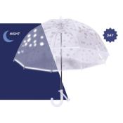 Parapluie cloche transparente fille - Bordure et etoiles réfléchissantes la nuit 