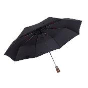 Parapluie Pliant - Ouverture et Fermeture Automatiques - 8 Baleines en Fibre de Verre - Parapluie Pliant à Trois Volet - Grande toile de 106 cm - Résistant au vent - Manche en Bois - Noir
