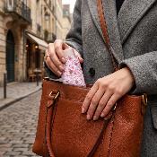Mini Parapluie de Poche pour Femmes - Parapluie Plat Ultra Léger et Ultra Compact - Rose pastel