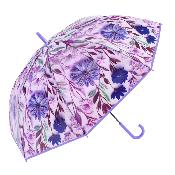 Parapluie Transparent pour Femme - Système d'ouverture automatique - Resistant au Vent - Motif floral - Lavande