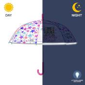 Parapluie transparent cloche pour enfant - Bordure réfléchissante pour une meilleure visibilité la nuit - Parapluie fille - Chat rigolo