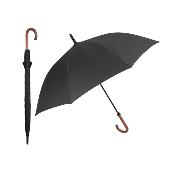 Parapluie golf pour homme - Système d'ouverture automatique - Grande protection de 120 cm - Avec poignée courbée en bois - Noir