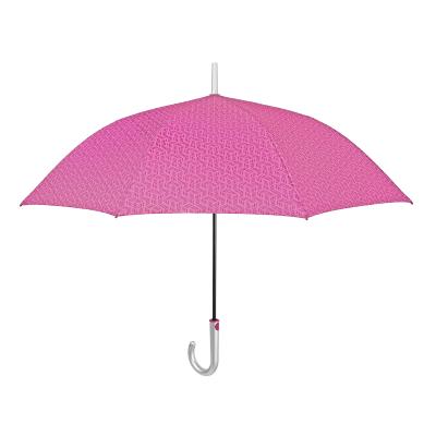 Grand parapluie automatique - Résistant au vent - Poignée incurvée - Motif géométrique - Rose