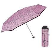 Mini parapluie pliant ultraléger et compact pour femme - Design Tweed - Rose