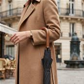 Parapluie golf pour homme - Système d'ouverture automatique - Grande protection de 120 cm - Avec poignée courbée en bois - Noir