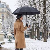 Parapluie golf pour homme - Système d'ouverture automatique - Grande protection de 120 cm - Avec poignée courbée en bois - Noir