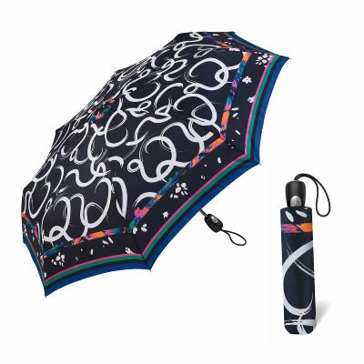 Mini parapluie pliant - Ouverture et fermeture automatiques - Poignée à molette - Résistant au vent - Bleu foncé