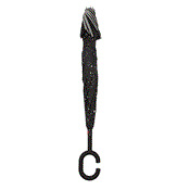 Parapluie à ouverture inversée - Noir et Imprimé Etoiles - Bordure phosphorescente