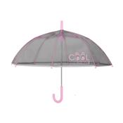 Parapluie enfant transparent gris - Bordure réflechissante - Poignée rose