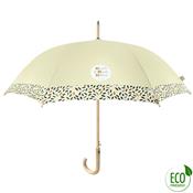 Parapluie canne et écologique pour femme - Ouverture automatique - Large protection 102 cm - Crème avec Bordure à motif