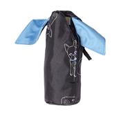 Micro parapluie - Made in France - Noir à motifs chiens et n&#0156;ud bleu