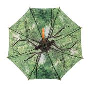 Grand parapluie solide avec jolie imprimé forêt - Ouverture Automatique - Poignée et canne en bois