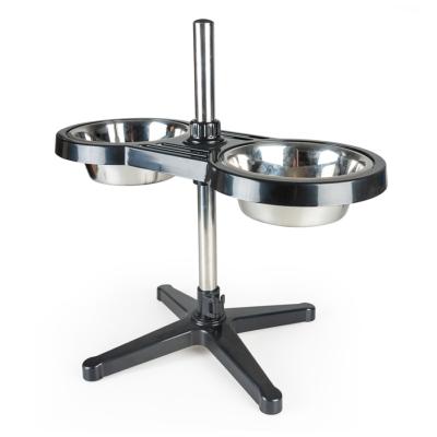 Duvoplus – Support double Twin Feeder X-support avec 2 bols inox pour chien, idéal pour une posture plus ergonomique et un coin repas stable – 1890ml – Taille L – 59x33,5x55cm