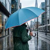 Grand parapluie automatique - Résistant au vent - Avec poignée courbée - Bleu Glacé