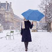Mini parapluie pliant pour femmes - Ultra-léger et compact - Résistant au vent - Bleu