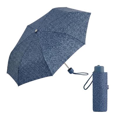 Mini parapluie pliant pour femmes - UVP 50+ Protection - Ultra-léger et compact - Imprimé style léopard - Bleu