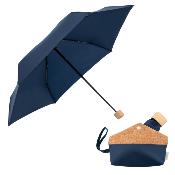 Parapluie de poche pliable - Avec sac assorti en tissu et liège - Ultraléger et compact - Bleu profond