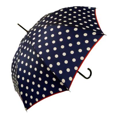 Parapluie long Femme - Made in France - Bleu Marine à pois blancs