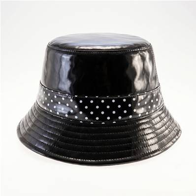 Chapeau de pluie pour femme - Imperméable - Noir à pois