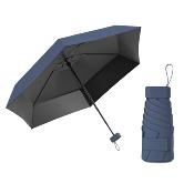 Mini parapluie femme - Parapluie six volets - Léger et compact - Avec étui en cuir zippé - Bleu