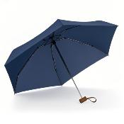 Mini parapluie pliant - Parapluie cinq volets - Protection UV - Léger et compact - Manche oblat en bois avec housse en tissu - Bleu lapis