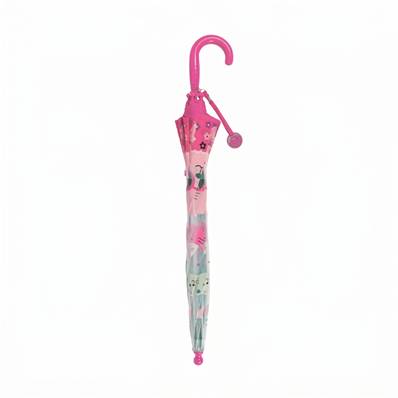 Parapluie Cloche Transparent pour Enfant - 8 Baleines en Fibre de Verre - Poignée Confortable - Chat rose