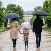 Parapluie Cloche Transparent pour Enfant - Système d'ouverture Automatique - Transparent Avec Poignée Bleu