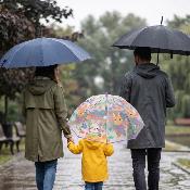 Parapluie Cloche Transparent pour Enfant - Système d'ouverture Automatique - Transparent Avec Poignée Violette - Chat