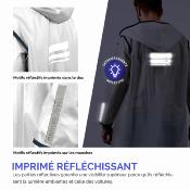 Imperméable - Bandes réfléchissantes au dos - Taille S (150-165CM) - Blanc semi-transparent avec passepoil bleu