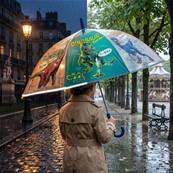 Parapluie transparent pour enfant - Bordure réfléchissante pour une visibilité optimale la nuit - Parapluie garçon - Dinosaure