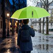 Mini parapluie pliant pour enfants - Bordure réfléchissante pour une visibilité optimale la nuit - Vert fluo