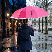 Mini parapluie pliant pour enfants - Bordure réfléchissante pour une visibilité optimale la nuit - Rose fluo