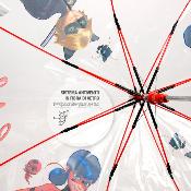Parapluie enfant transparent -  Parapluie fille - Poignée rouge - Ladybug