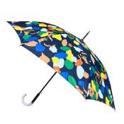 Parapluie automatique écologique pour femme - Fabriqué en tissu RPET et manche en bois - Grande protection de 101 cm de diamètre - Camélias