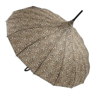 Parapluie long pour femme - Parapluie pagode - Imprimé léopard