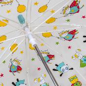 Parapluie enfant transparent - Parapluie garçon - Poignée turquoise - Animaux Super Héros
