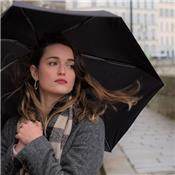 Parapluie léger et compact Anatole - Noir - Poignée bois