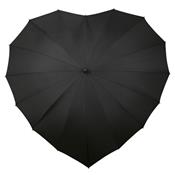 Parapluie droit - toile en forme de coeur - noir