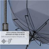 Parapluie canne et long pour femme - Ouverture automatique - Large protection 112 cm - Bleu avec Bordure crème - reduced
