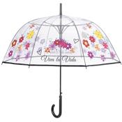 Parapluie cloche transparent femme - Ouverture automatique - imprimé fleurs