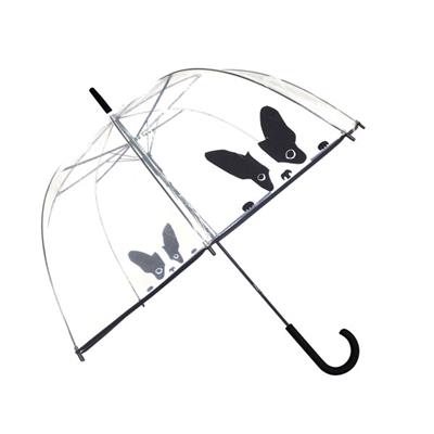 Parapluie chien transparente femme - Diamètre 85 cm - Résistant au vent - Poignée en gomme