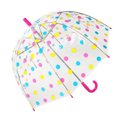 Parapluie cloche transparent automatique - Pois multicolores